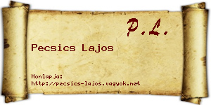 Pecsics Lajos névjegykártya
